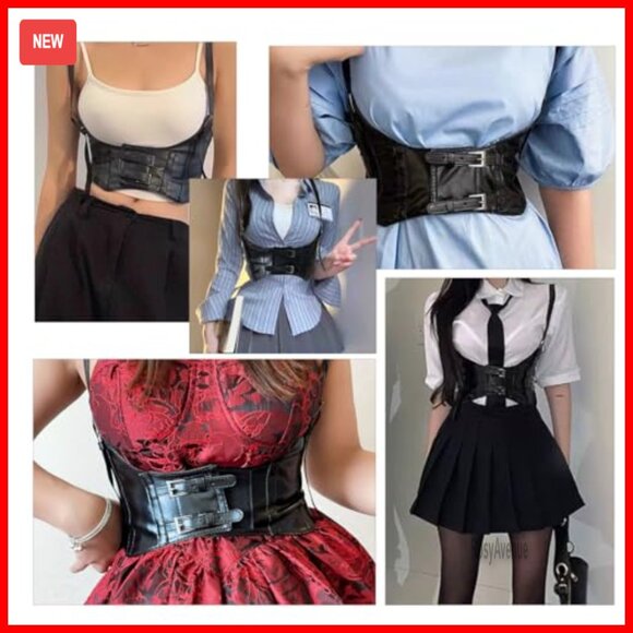 PU Leather Underbust Corset Harness Belt Adjustable Gothic Punk Style main image 6